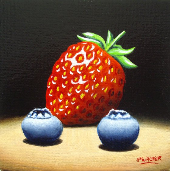 Still life with strawberry and blueberries