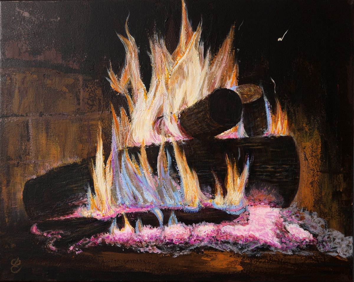 Impressionistic Abstract Acrylic Painting By Dmytro Yeromenko, 20 X 16, Fireplace, 50*40, Original Artwork