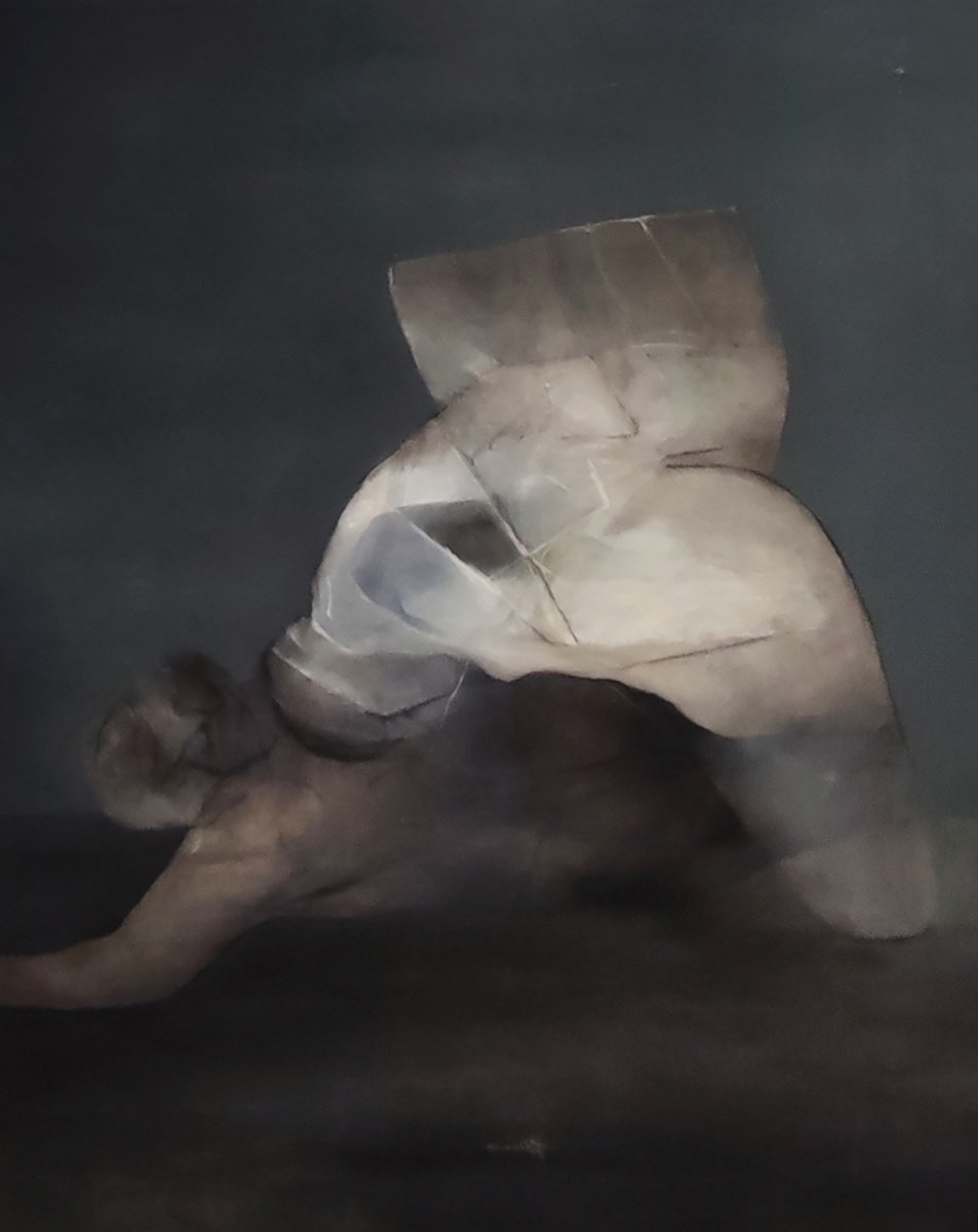 Abstract Portrait Oil Painting By Mladen Ilic, 47 X 59", Perpetuum, Original Artwork