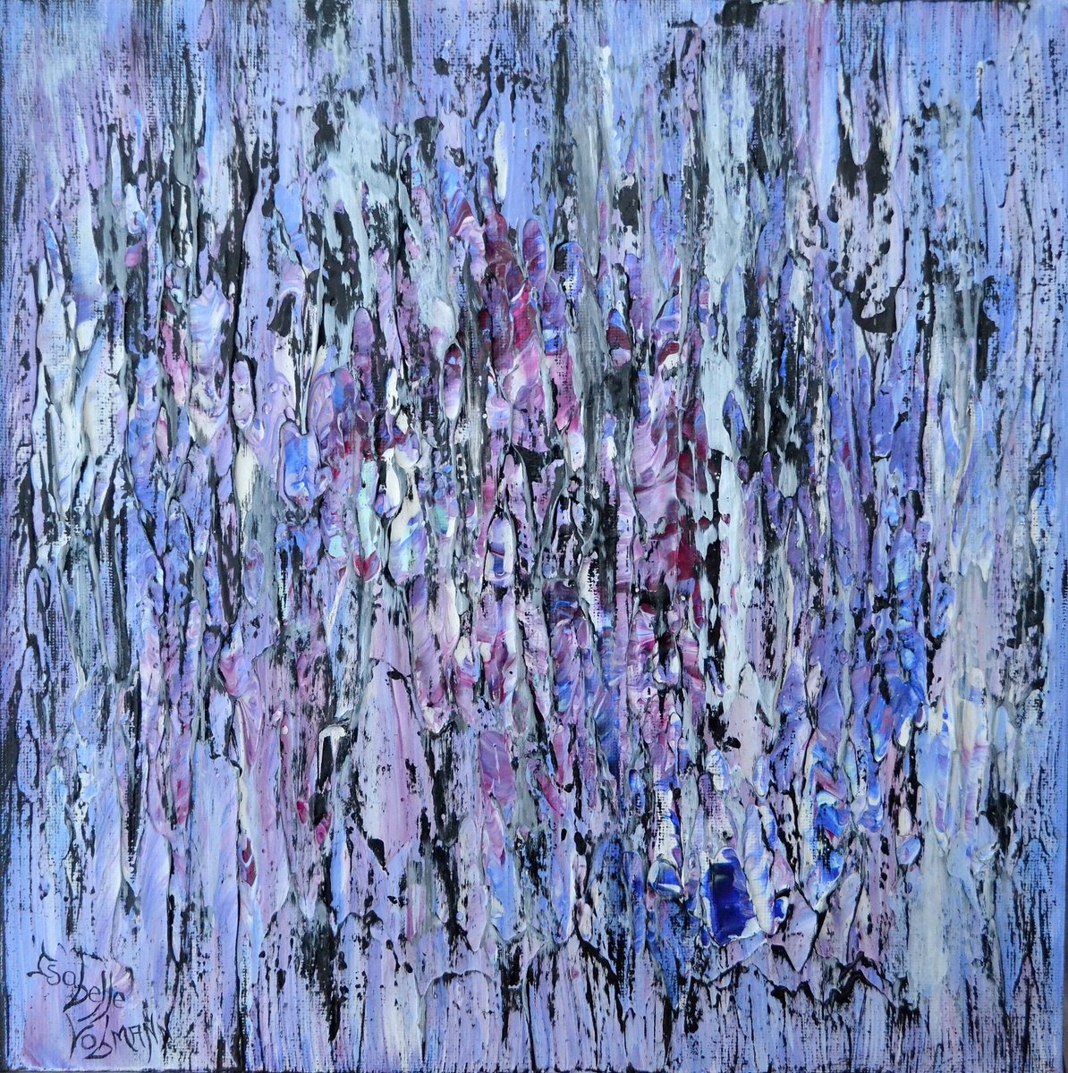 Purple rain - free shipping - textured - palette knife painting - ready to hang - home dec... by Isabelle Vobmann