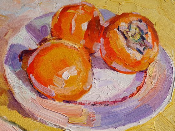 Persimmons on a plate (framed)