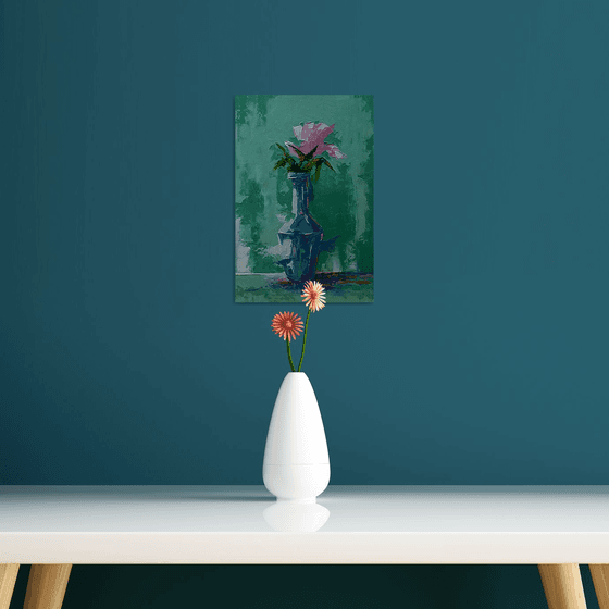 Modern still life painting with flower in vase