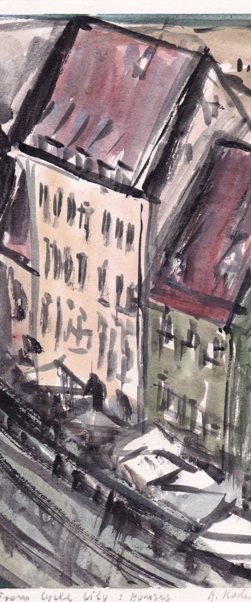 From Cycle City: Houses, December 2015, acrylic on paper, 29,6 x 20,6 cm by Alenka Koderman