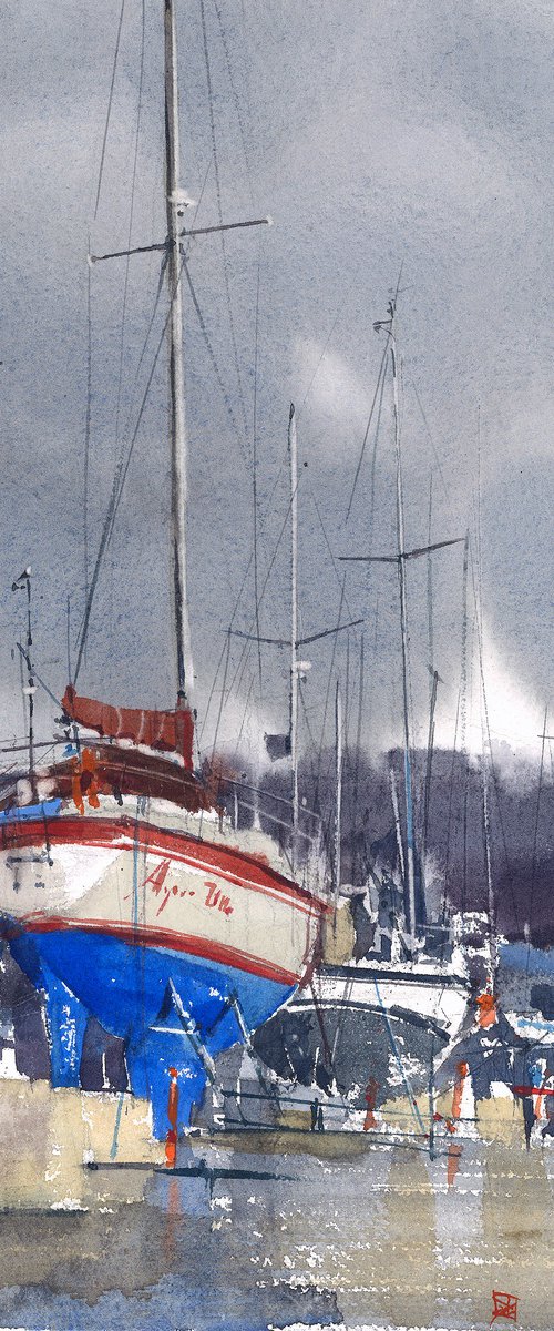 Moored at Fenit by Yurii Prysiazhnyi