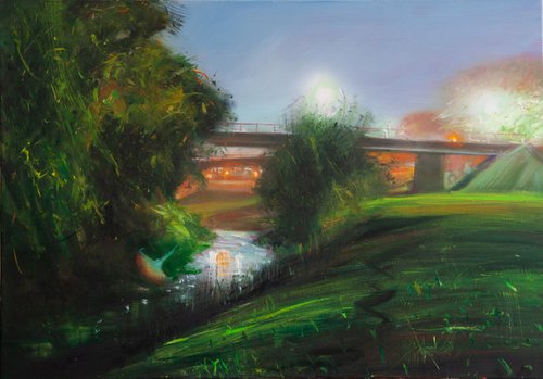 Bridges at night by Daniel László