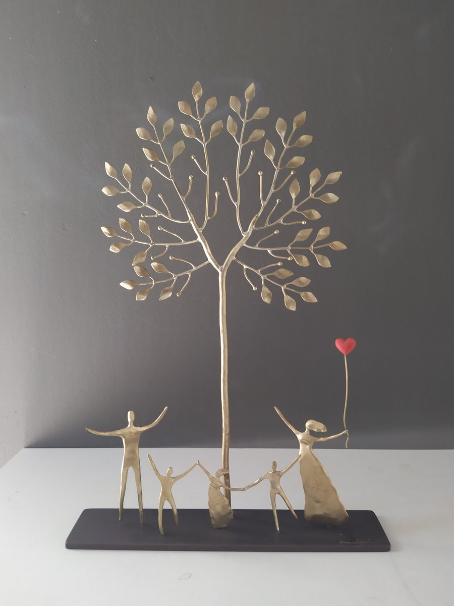 Impressionistic Portrait Bronze Sculpture By Anna Andreadi, 10 X 15, Our Family Tree, Original Artwork