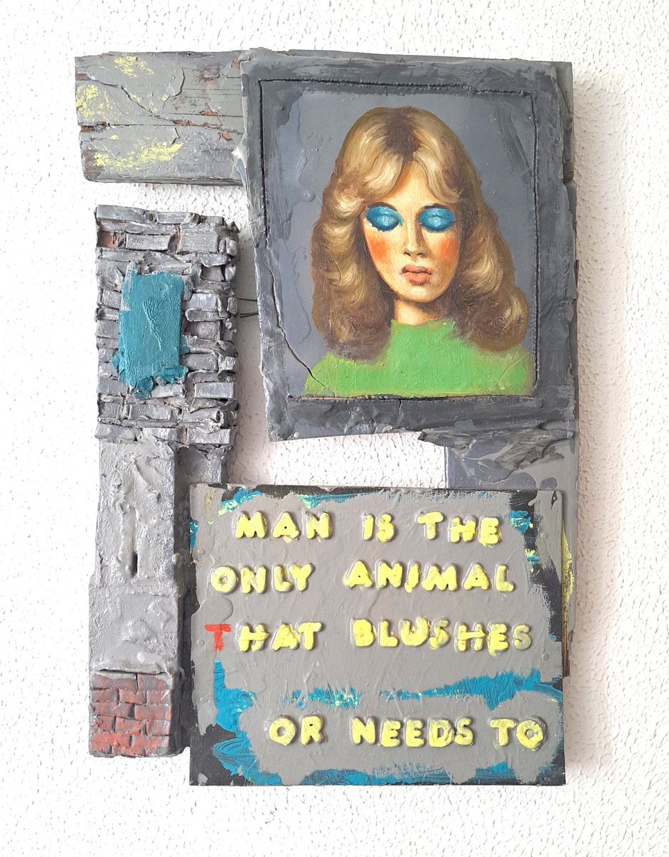 Surrealistic Portrait Oil Painting By Taco Eisma, 16 X 23", Blush, Original Artwork