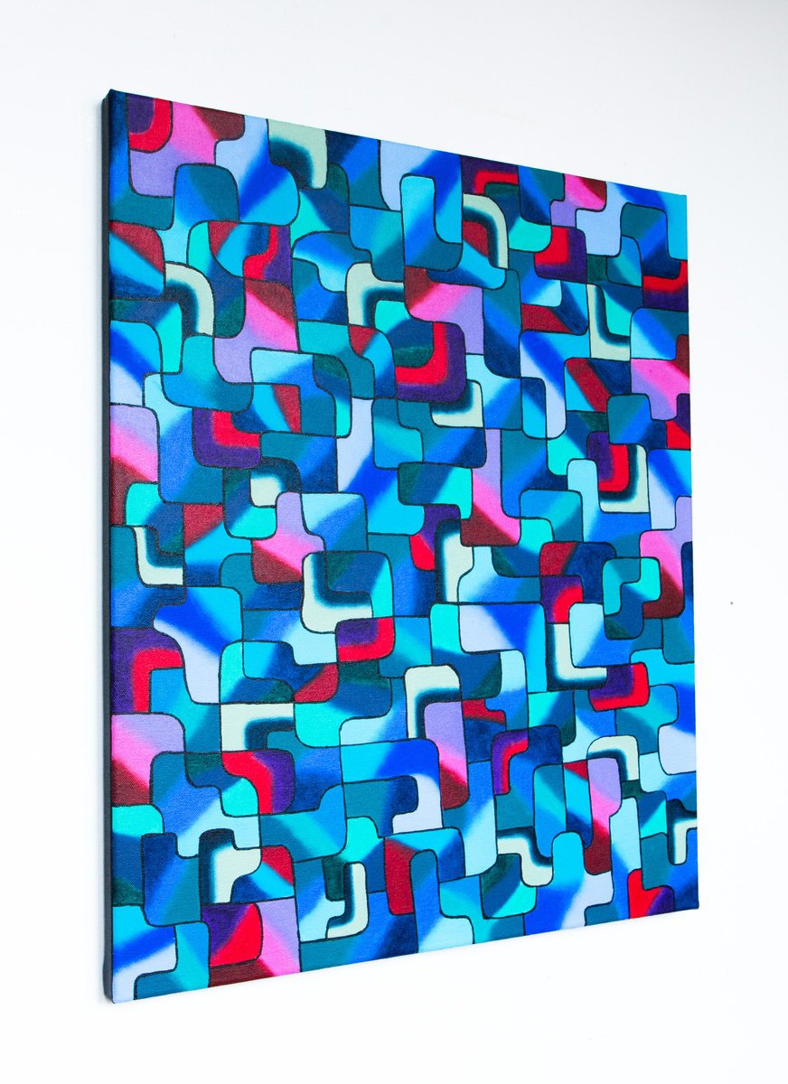 Abstract Acrylic Painting By Stefan Fierros, 20 X 24", Synthesis - 12, Original Artwork