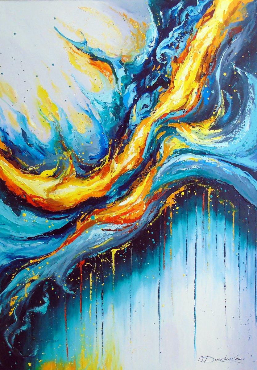 Abstract Oil Painting By Olha Darchuk, 28 X 39", Passion, Original Artwork