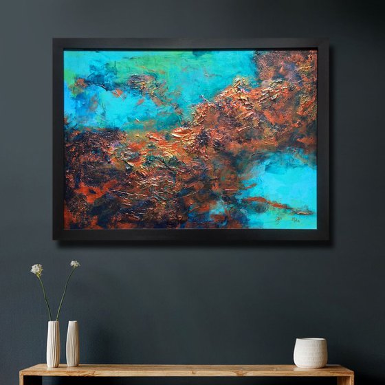 The Copper Lagoon -  Abstract Acrylic Metallic Painting