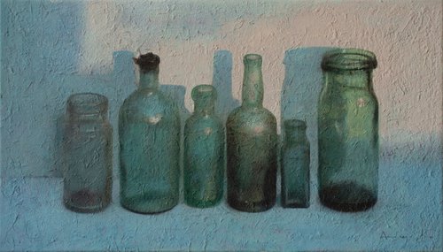 The Setting Sun and Glass Bottles by Andrejs Ko