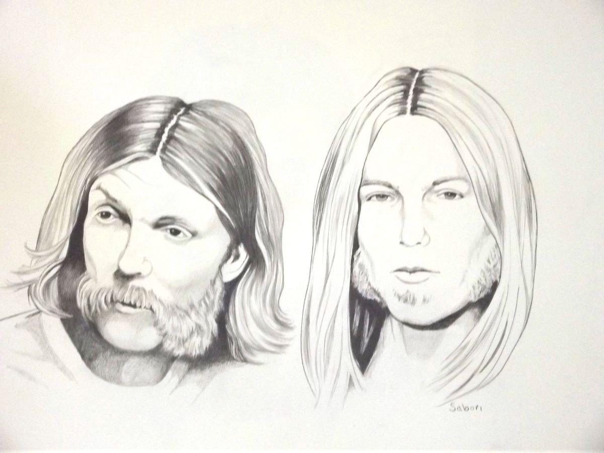 Photorealistic Portrait Pencil Drawing By Andrew Sabori, 24 X 18, Allman Brothers, Original Artwork