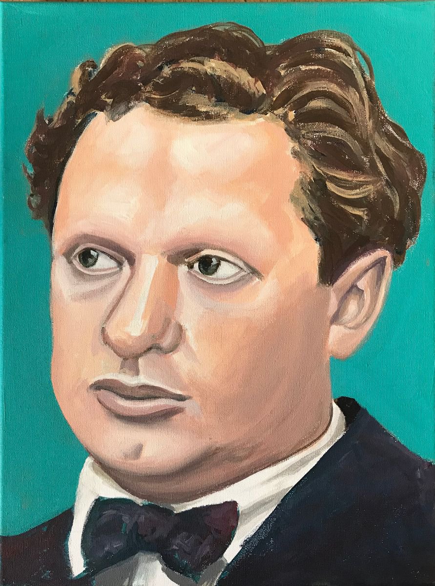 Portrait of Dylan Thomas - painted in 2018 by Wayne Peachey