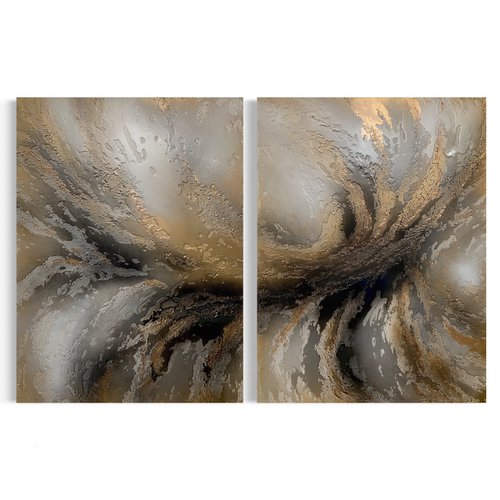 Electric Dreams - oversized Abstract Diptych XL by Sarah Berger