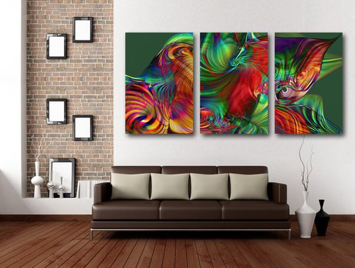 Espirales/XL large triptych set of 3 panels by Javier Diaz