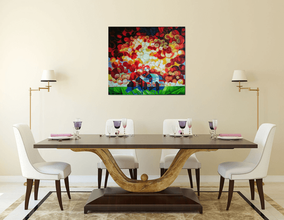 A unique day (80x90cm, cubism, oil painting, ready to hang)