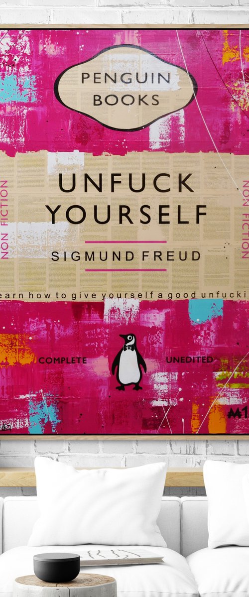 A Personal Unfucking 140cm x 100cm Textured Book Page Urban Pop Art by Franko