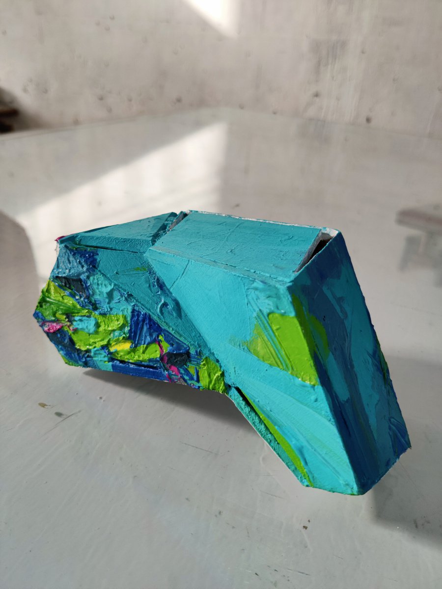 Geometric Abstract Wood Sculpture By Abhishek Kumar, 8 X 3, Infinity Of Sentiments 01, Original Artwork