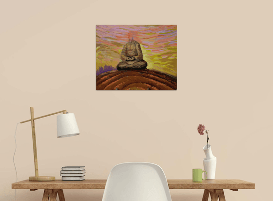 Meditating Buddha original oil painting artwork