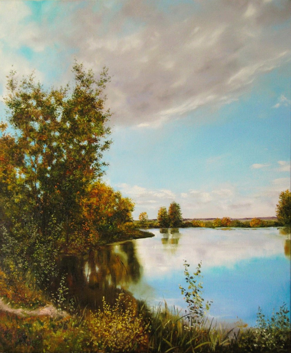 Photorealistic Oil Painting , Autumn Reflection By Natalia Shaykina, 20 X 24, Artwork For Sale On Artfinder