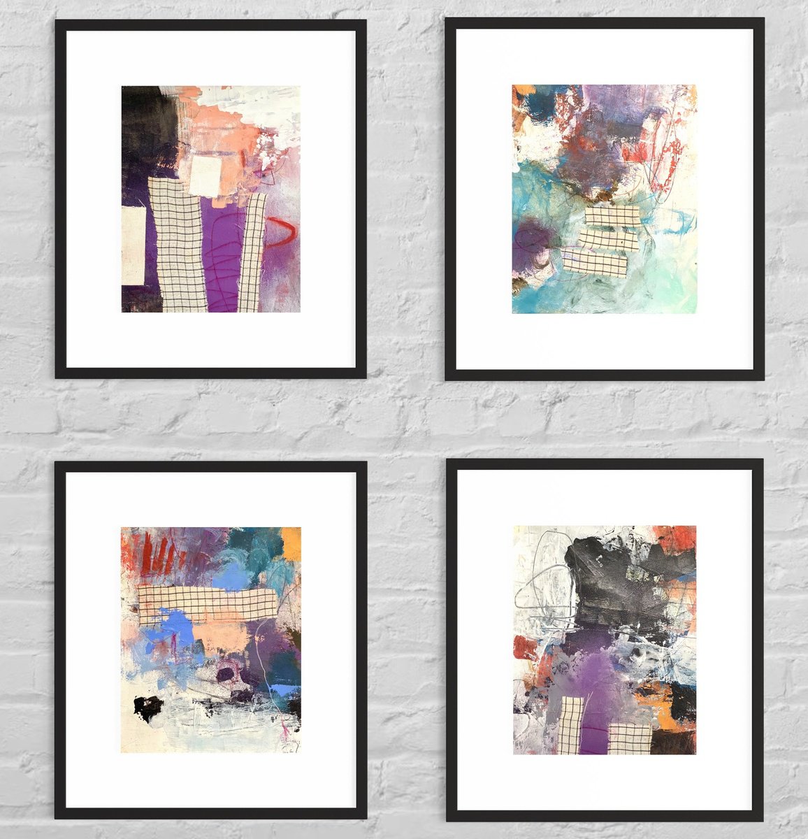 Organic Abstract Acrylic Painting By Kat Crosby, 16 X 20", Darkness Lingers 1, 2, 3, 4, Original Artwork