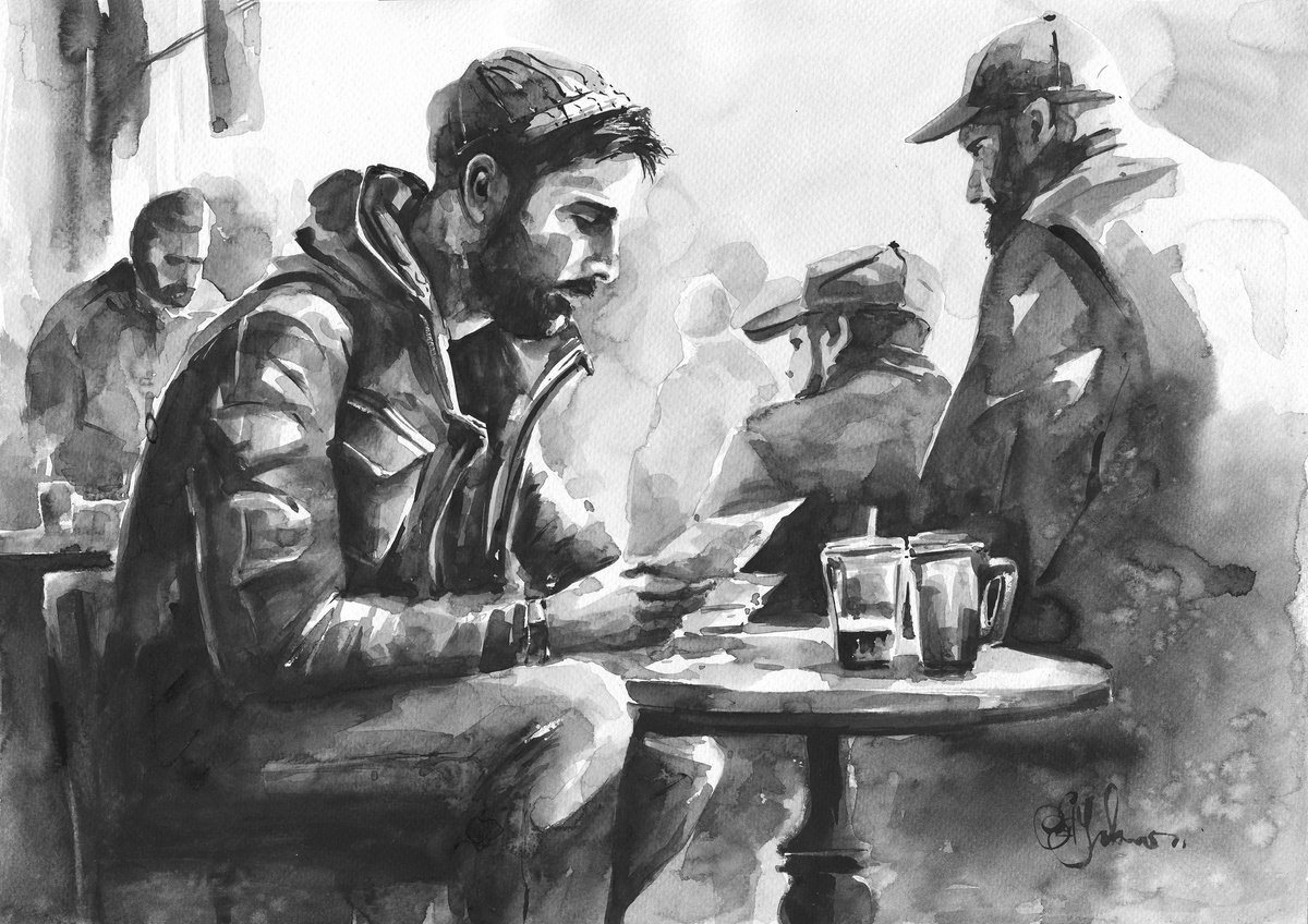 Guy in the cafe by Oleksii Iakurin