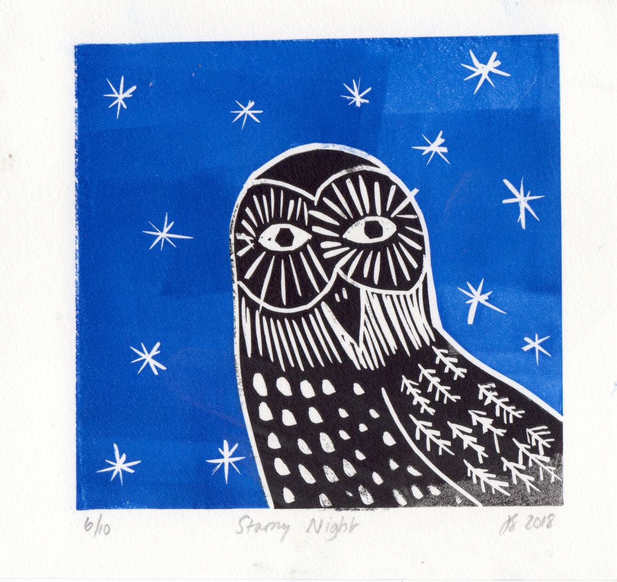 Starry Night - Mounted, linocut print by Design Smith