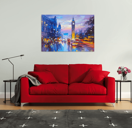 When London Glows After Rain