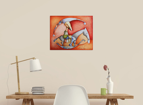 Happy carousel (40x50cm, acrylic/canvas, ready to hang)