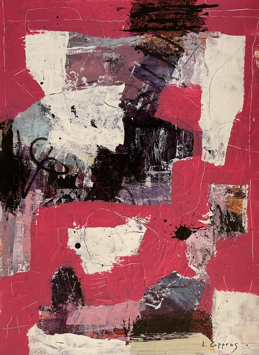 Abstract Acrylic Painting By Linda Coppens, 14 X 19", Traces Of The Past 8, Original Artwork