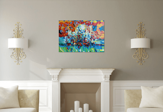 Sunny morning (100x70cm, cubism, oil painting)