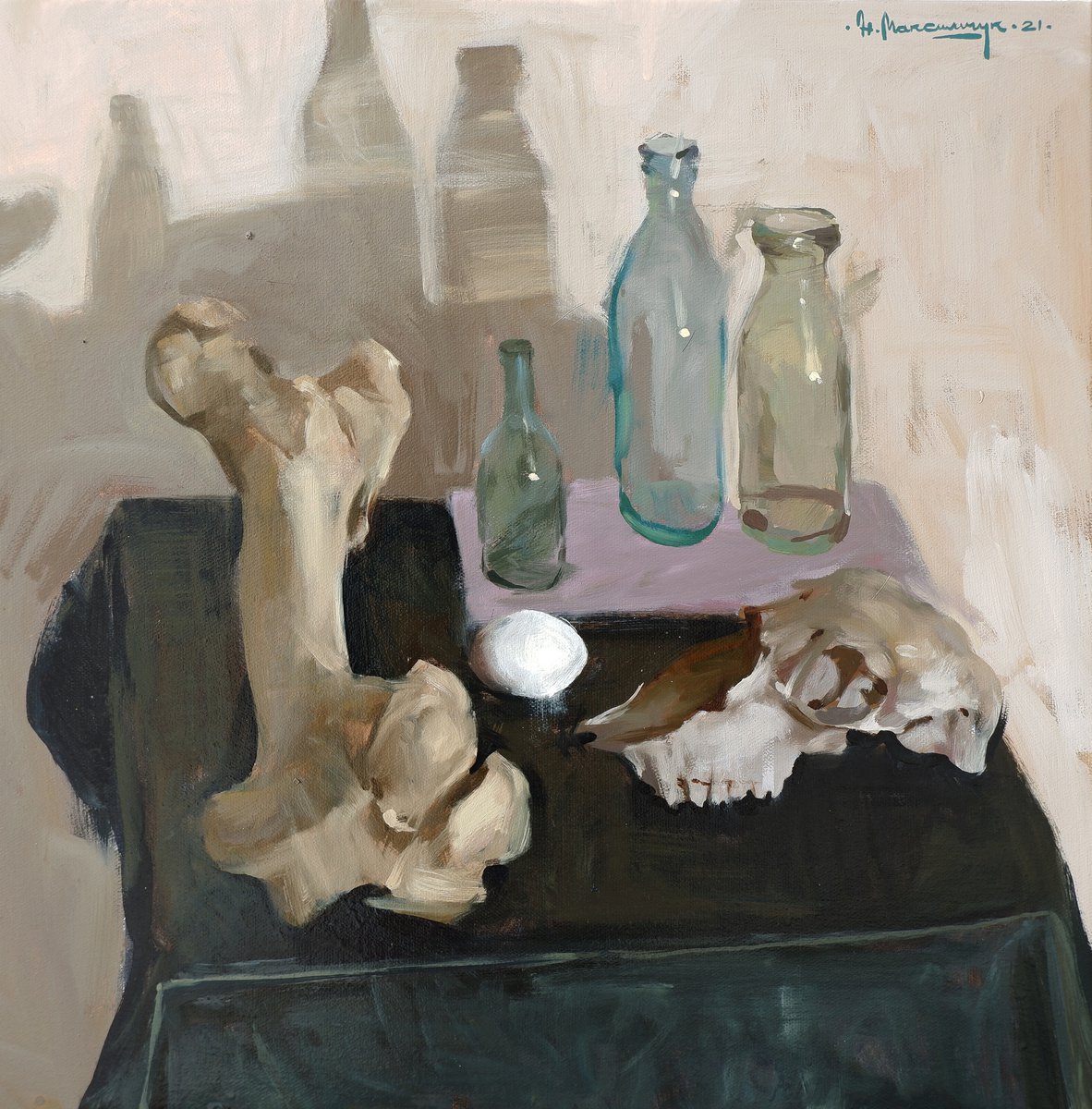 Oil Painting , Bones By Nikita Maksimchuk, 20 X 20, Artwork For Sale On Artfinder