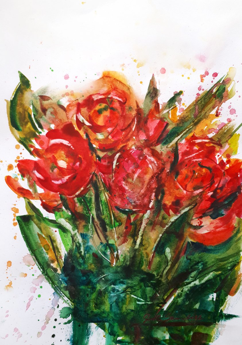 Expressive Watercolour , Hello Spring Iii By Salana Art / Svetlana Samovarova, 12 X 17, Artwork For Sale On Artfinder