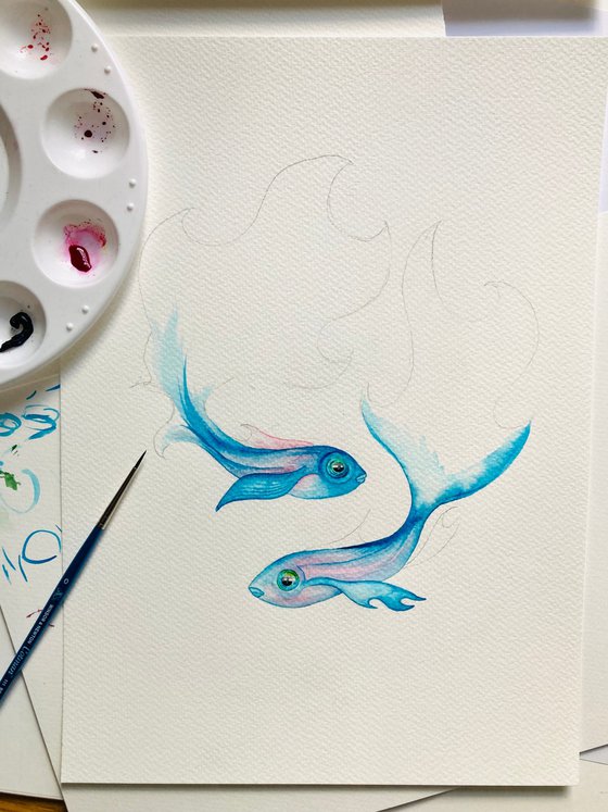 ‘Fish Tales’ Watercolour Painting