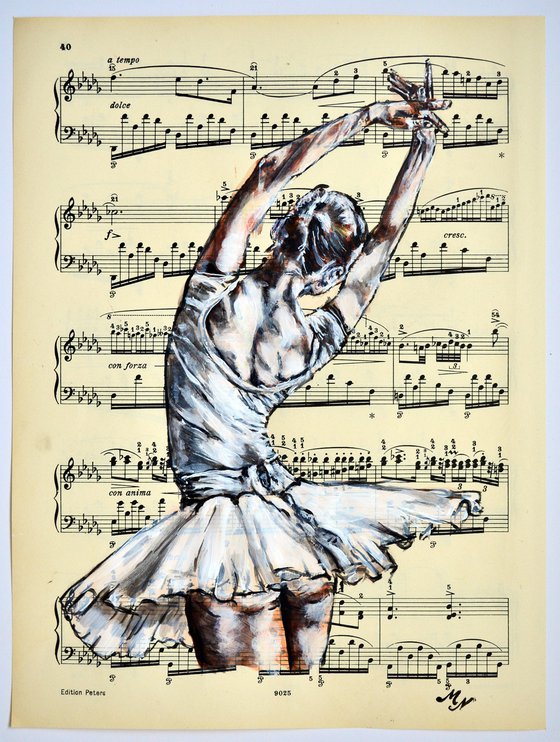 Ballerina XXXVI- Vintage Music Page, GIFT idea