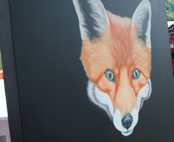 Sly. Oil on canvas fox painting.