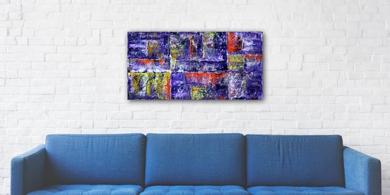 "Rock Me In Purple" - Original Large PMS Oil Painting On Canvas - 36 x 18 inches