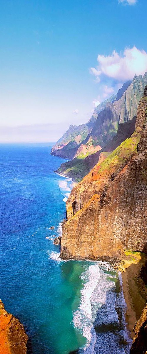 Tropical Coastline Hawaii Aerial Photograph Of The Isolated Napali Coast by Lena Owens at OLena Art