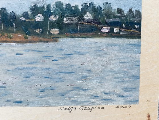 Clouds, boat  and water