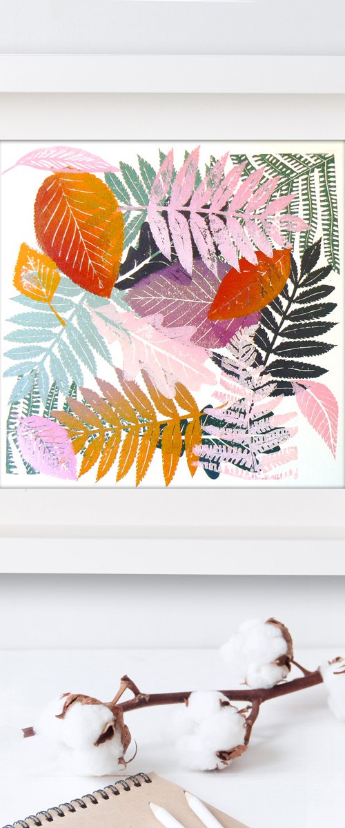 Fall #2 (Autumn leaves monoprint) by Carolynne Coulson