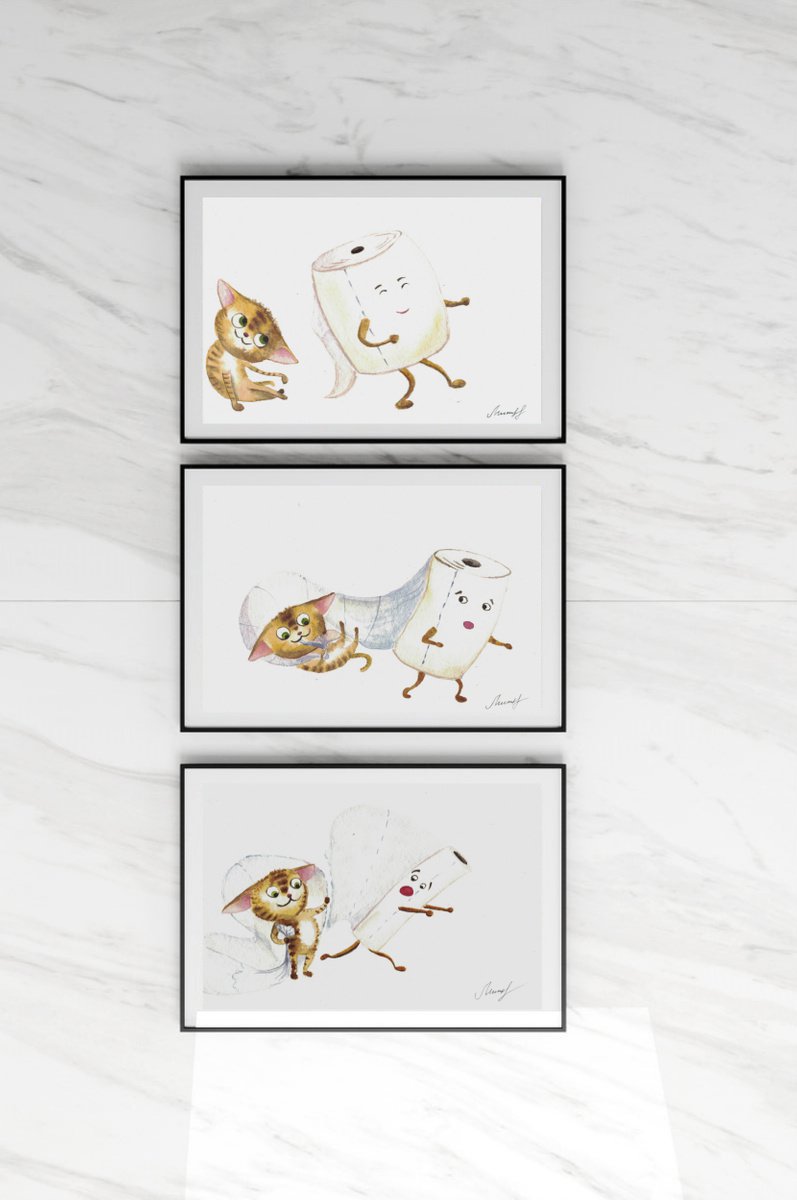 Story about a kitten and a toilet roll by Ekaterina Mitrofanova