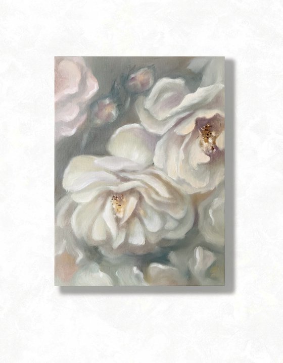 White Roses Petals diptych