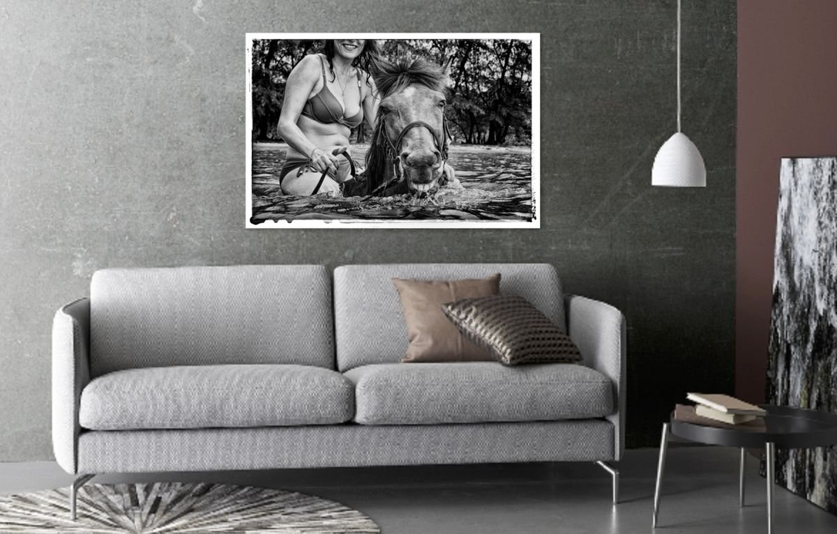 Photorealistic Animal Photograph By Marc Ehrenbold, 40 X 30", The Lady & The Horse #2, Original Artwork