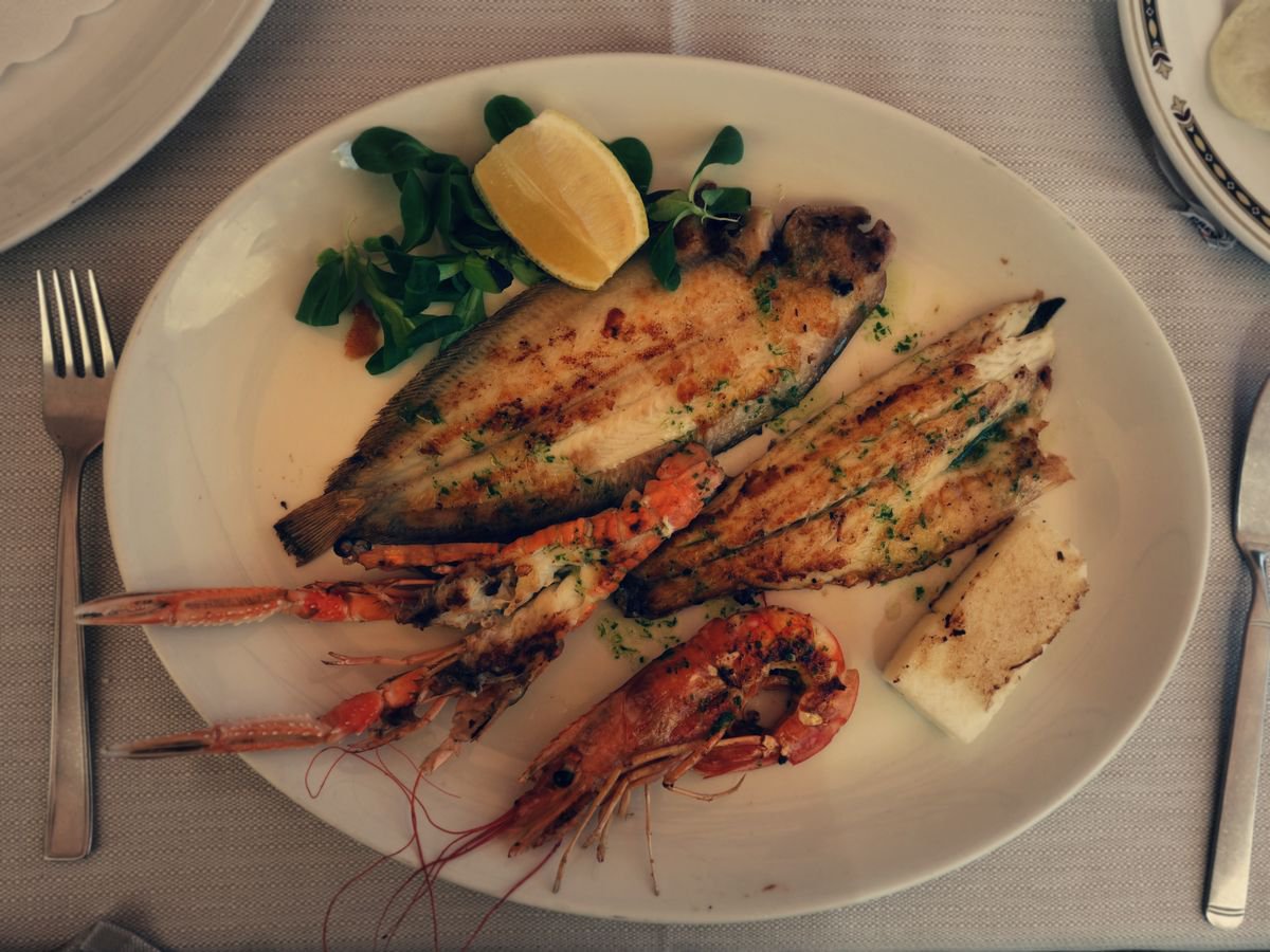 Fried fish frittura mista in Venice Italy - 60x80x4cm print on canvas 01221f1 READY to HAN... by Kuebler