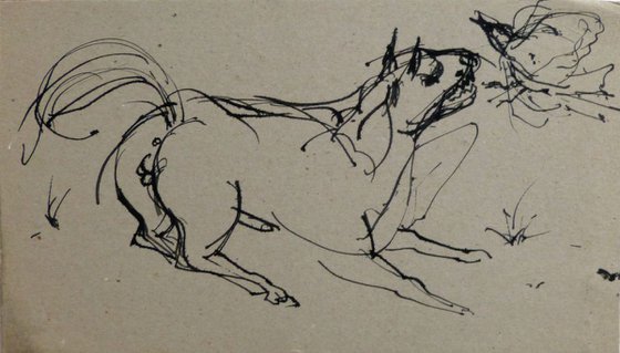 Centaurus, double horse drawing 28x16 cm