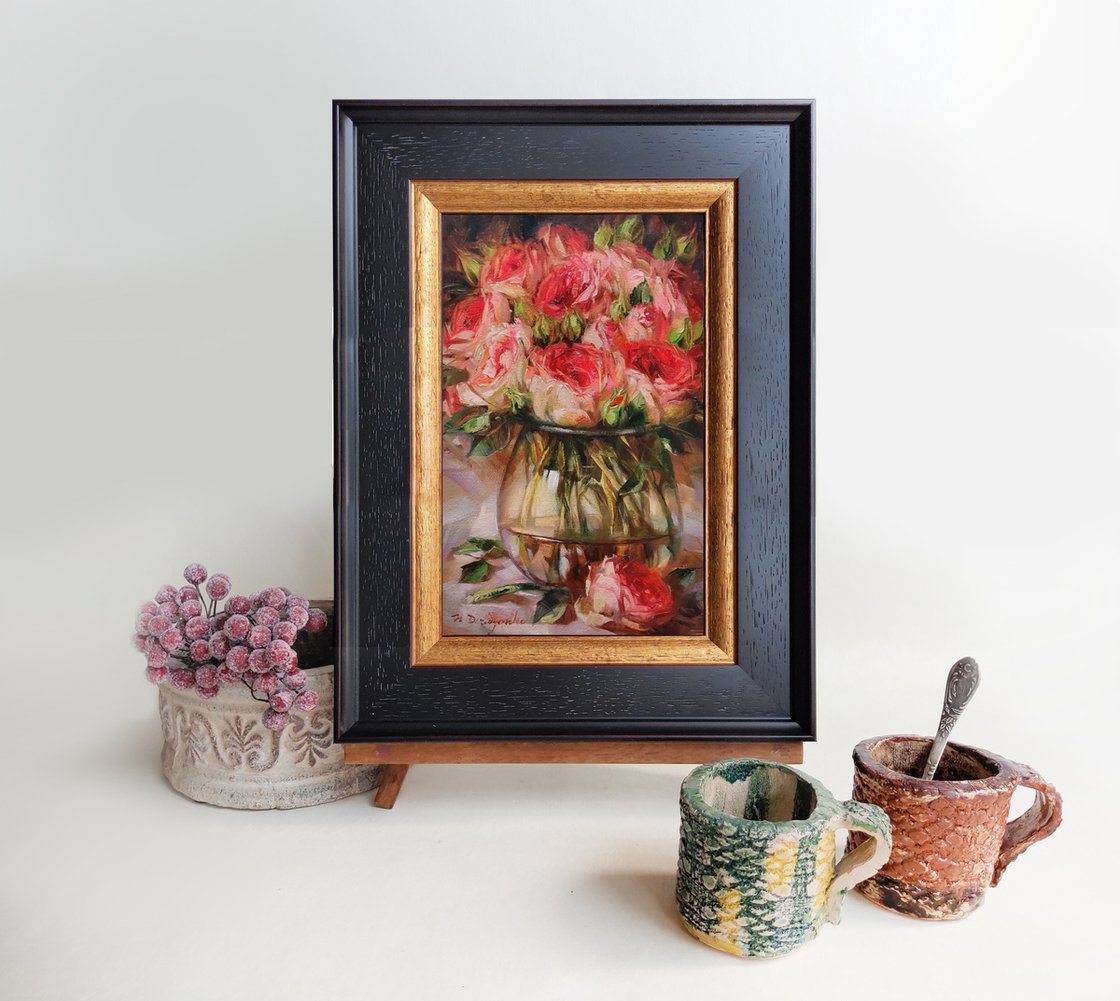 Framed Canvas Art - Dried Roses by Kimberly Allen ( Floral & Botanical > Flowers > Roses art) - 26x26 in