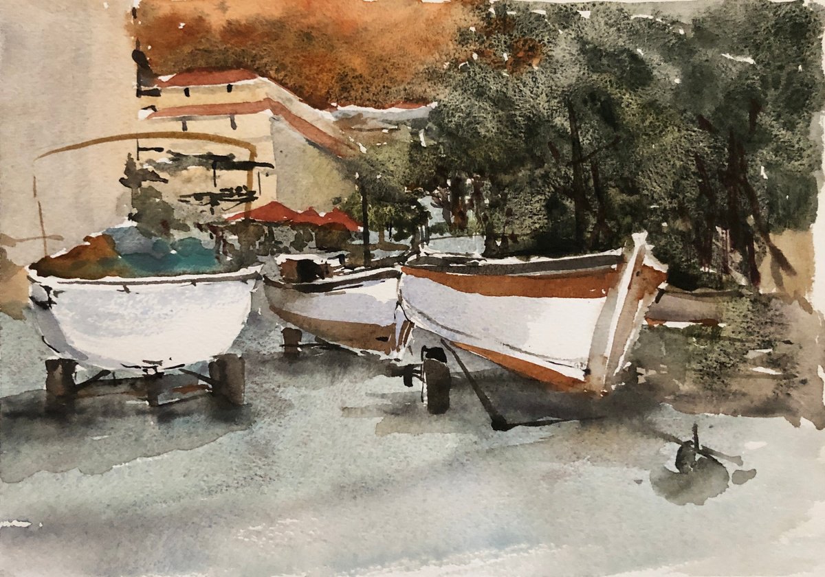 Impressionistic Cityscapes Watercolour By Olga Beloborodova, 16 X 12", Sketch 6, Original Artwork