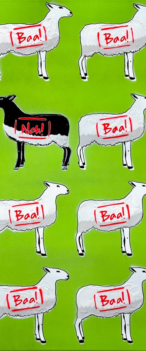 The Black Sheep - Green 61cm x 61cm by DEBORAH LANG