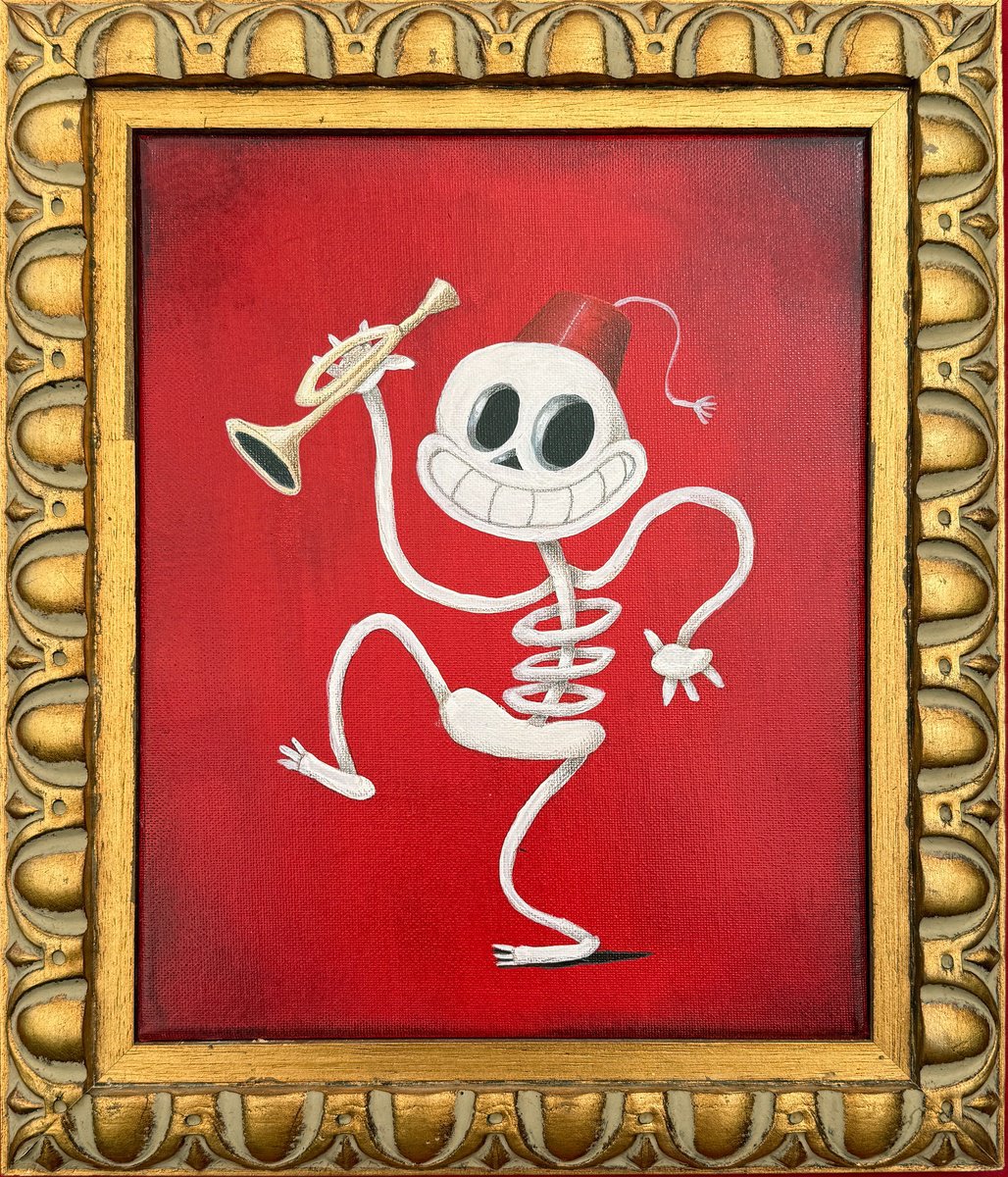 Cartoon Portrait Acrylic Painting By Paolo Andrea Deandrea, 13 X 15", 415 - Swing, Original Artwork