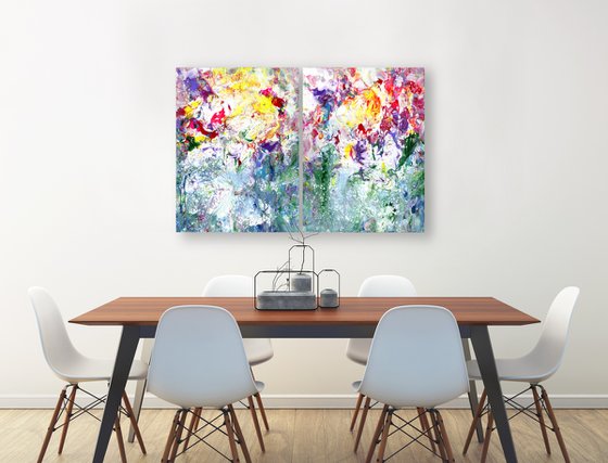 Magic Flowers - diptych - 2 paintings